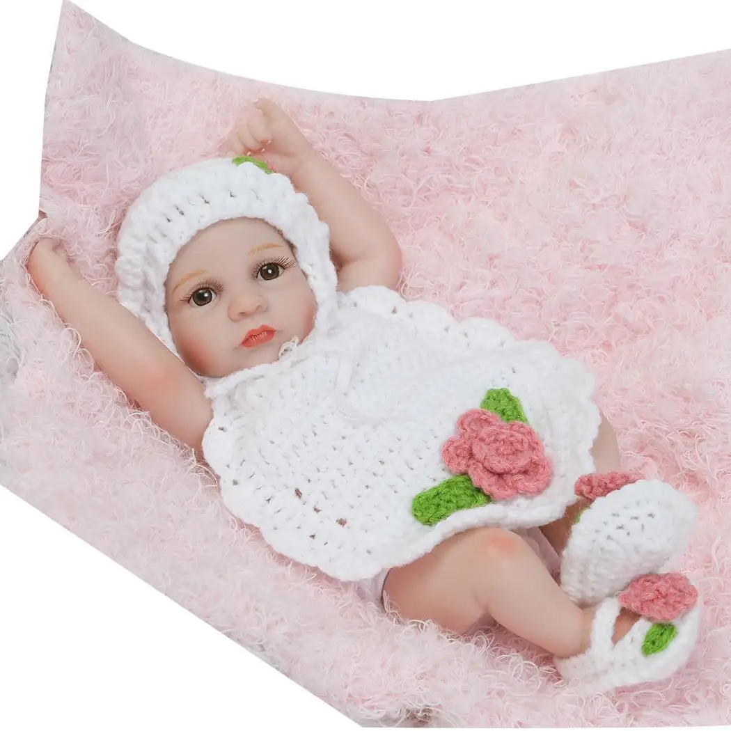 Силиконовый винил bebe Reborn Brinquedo девочка Reborn Boneca мини куклы для младенцев обучающее тело полный дюймов реалистичные 11 подарки на день рождения - Цвет: White