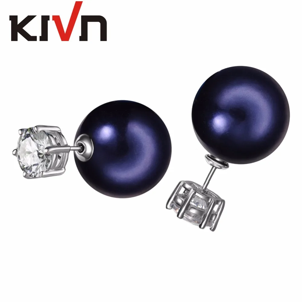 KIVN модные ювелирные изделия круглые 8 мм CZ кубический цирконий гвоздики