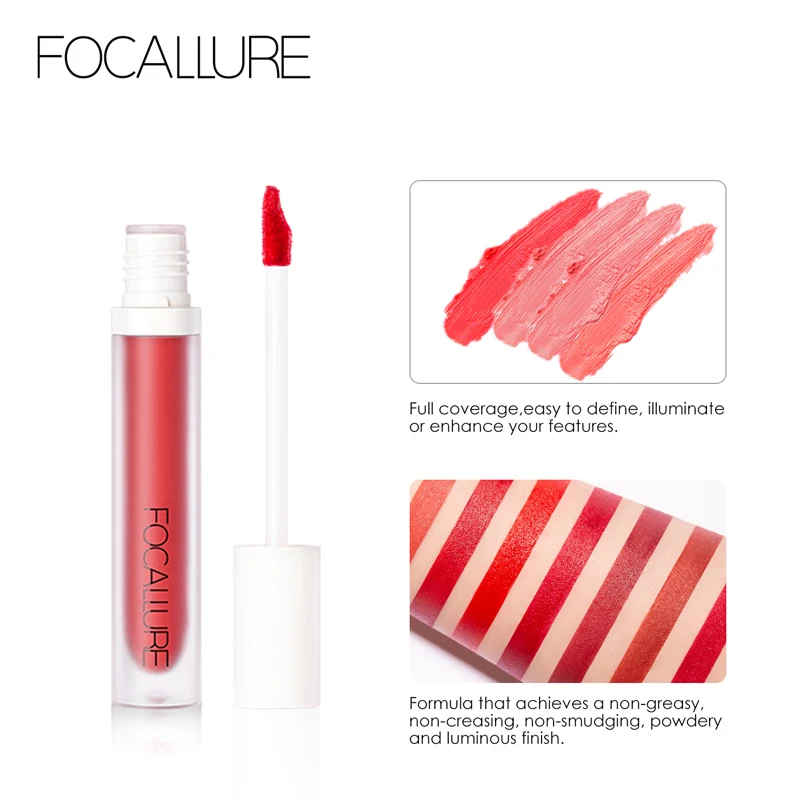 FOCALLURE Новое поступление красная бархатная Матовая жидкая губная помада