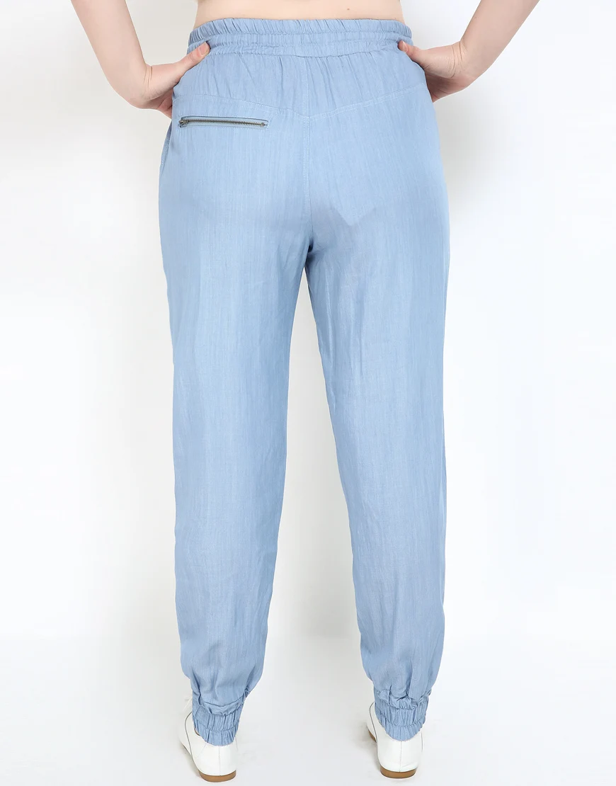 Милые Ann Для женщин плюс Размеры деним Дамские шаровары полной длины Пояса талии