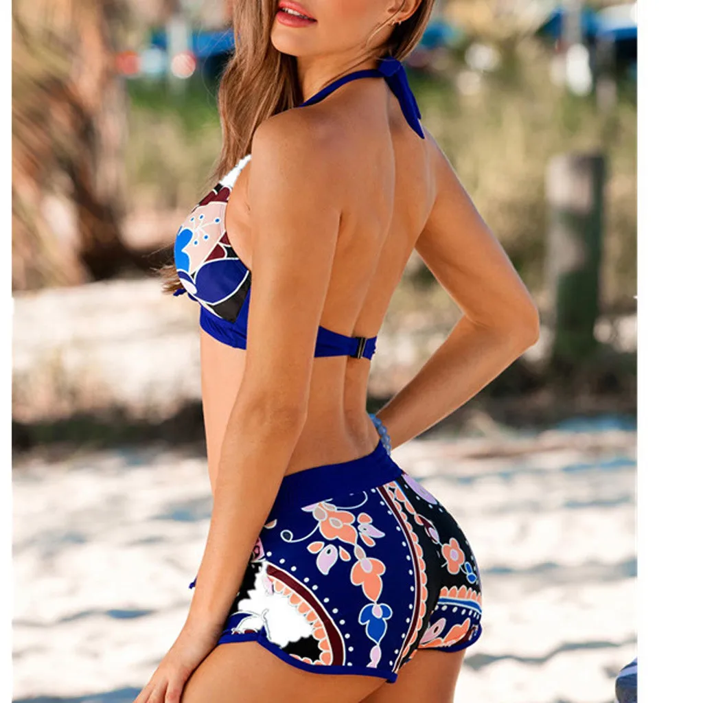 Tankini Sets Fashion Women Plus size Swimwear Patchwor Printed Push-Up Bikini Beachwear Swimsuit maillot de bain femme 2019 | Спорт и