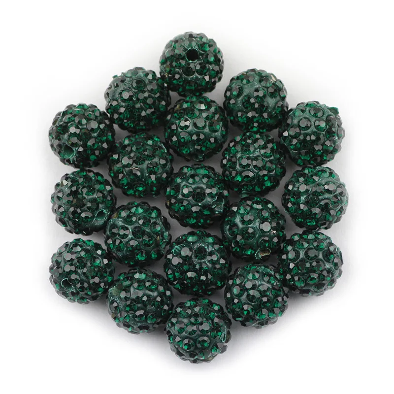 Dark Green BTFBES 10 мм 20 шт микро проложить бусины проложить кристалл диско шар круглый глиняный свободный браслет с бусинами ожерелье изготовление ювелирных изделий DIY аксессуар - Цвет: Dark Green