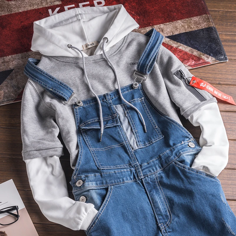 Mens Vintage Jeans Jumpsuit One Piece Work Bib Denim Overalls Male Hip Hop Suspender Pants Japan Fashion Men Cargo Strap Jeans