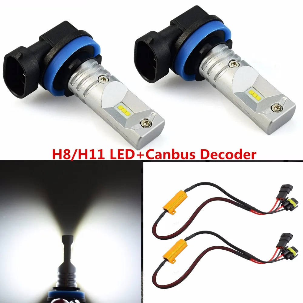 

2Pcs White H11 PGJ19-2 H8 ZES LumiLEDchip Canbus Auto DRL Fog Driving Light Low Beam replace Bulbs DC 12V+Error Free Resistor