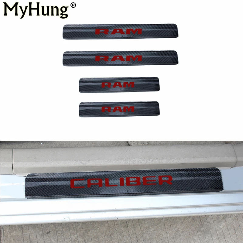 4 шт. накладки на порог автомобиля из углеродного волокна|car sticker|car accessoriescarbon fibre |