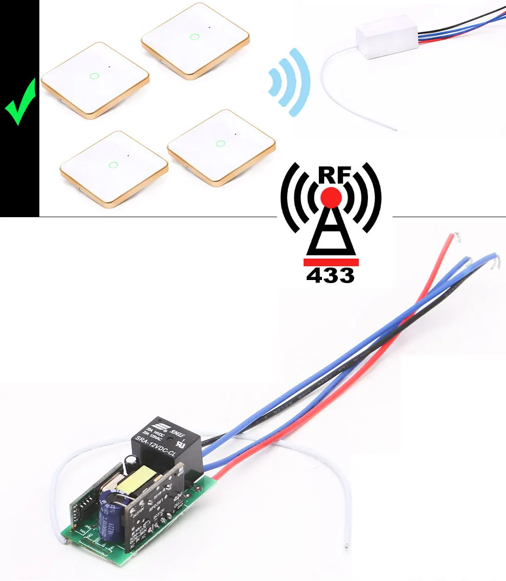 Беспроводной датчик дистанционного управления RF 433 Mhz 220V переключатель обучающий код приемник передатчик зал спальня потолочные светильники для Vhome