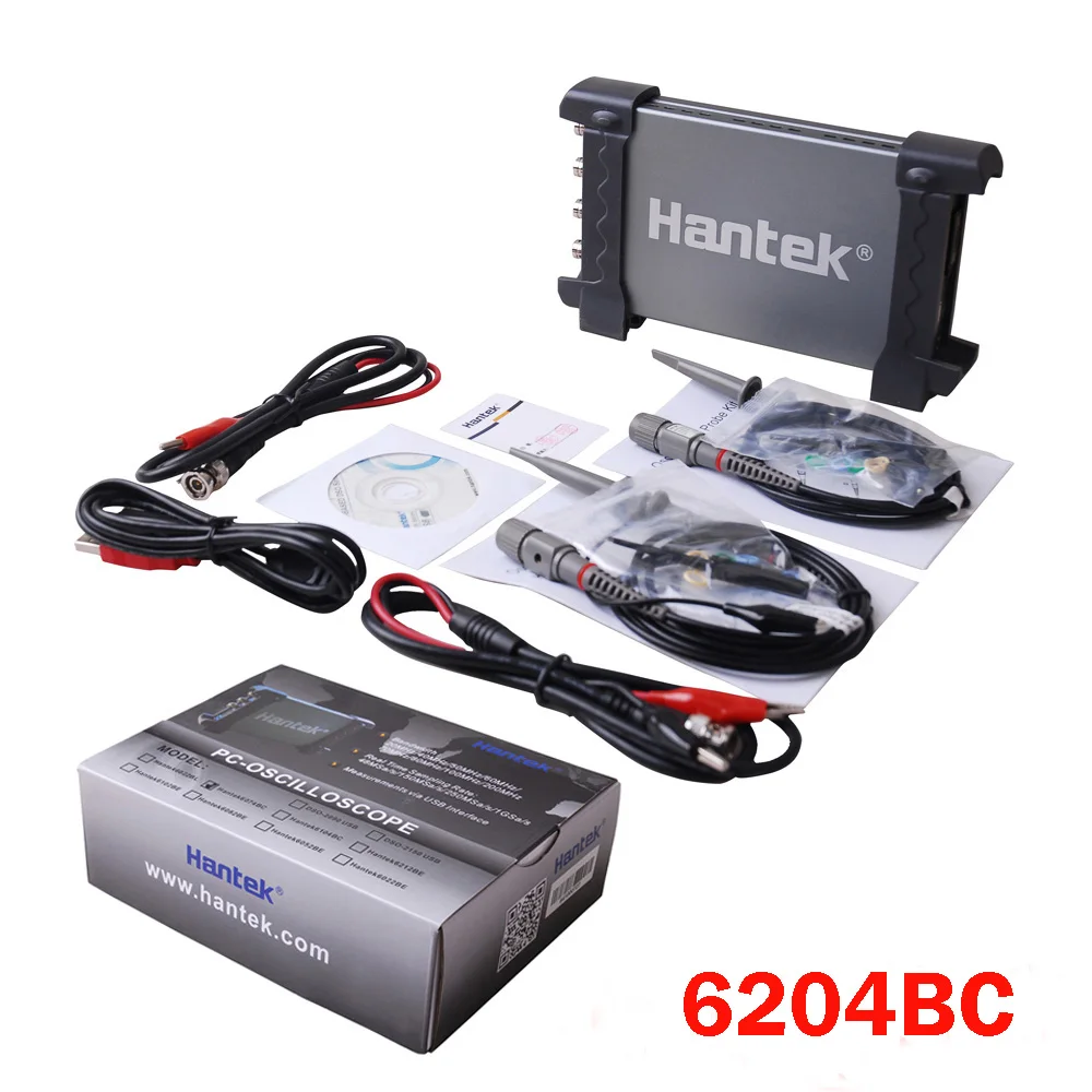 

Hantek 6204BC цифровые осциллографы 200 МГц 1GSa/s 4CH Windows10/8/7 с USB интерфейсом зонд ПК ручной Бесплатная доставка