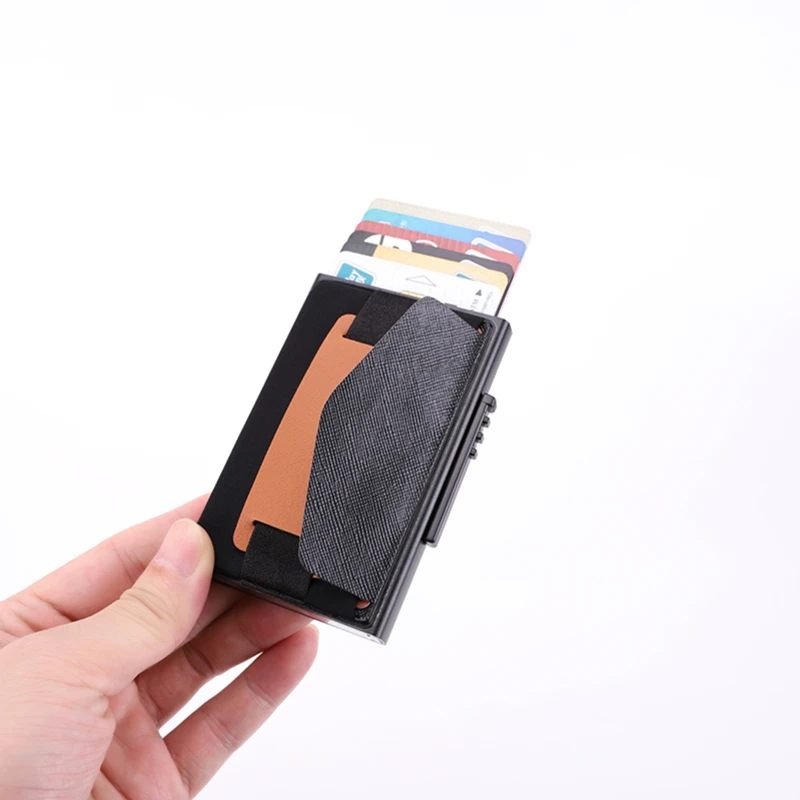 Бизнес Алюминиевый футляр для карт мужской модный RFID кошелек всплывающий парча продукт держатель карт высокое качество путешествия бандаж RFID чехол
