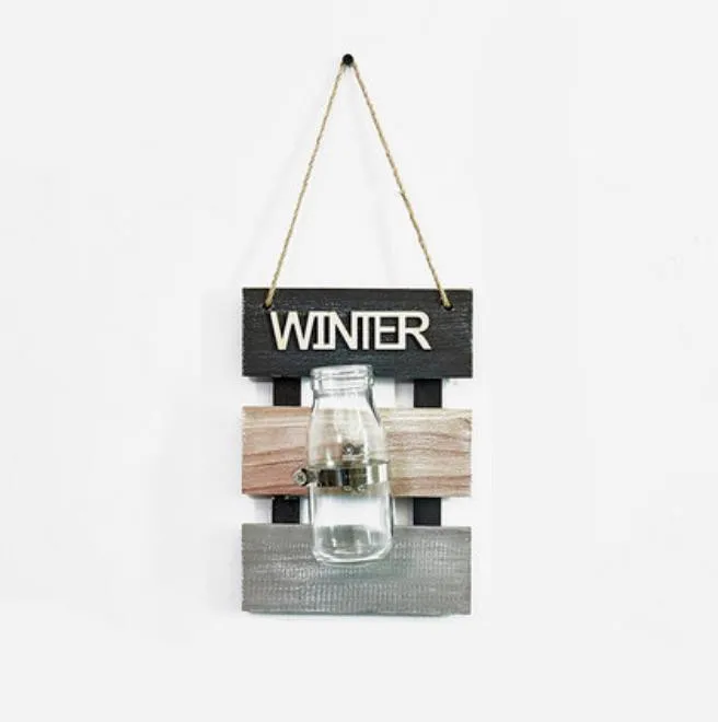 Winter Креативное подвесное стекло+ деревянная база цветочный горшок Домашнее украшение стены - Цвет: Winter