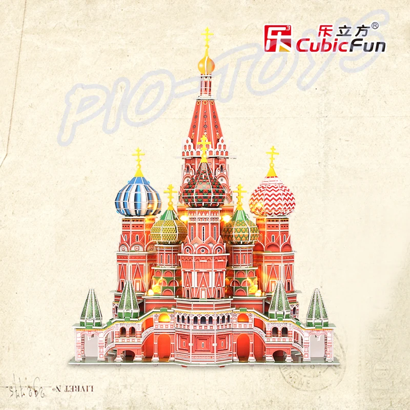 New Arrival Gift ST.Basil's Cathedral 3D Puzzles LED Display Model Building Toys Education DIY Stereopsis Training Handmade Game | Игрушки