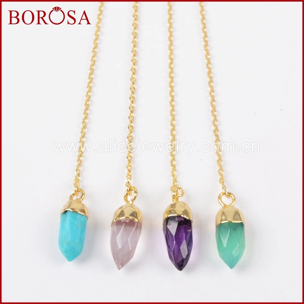 BOROSA Druzy Крошечный Спайк Шарм Синий Howlite камень падение серьги 1 пара Золотой Цвет
