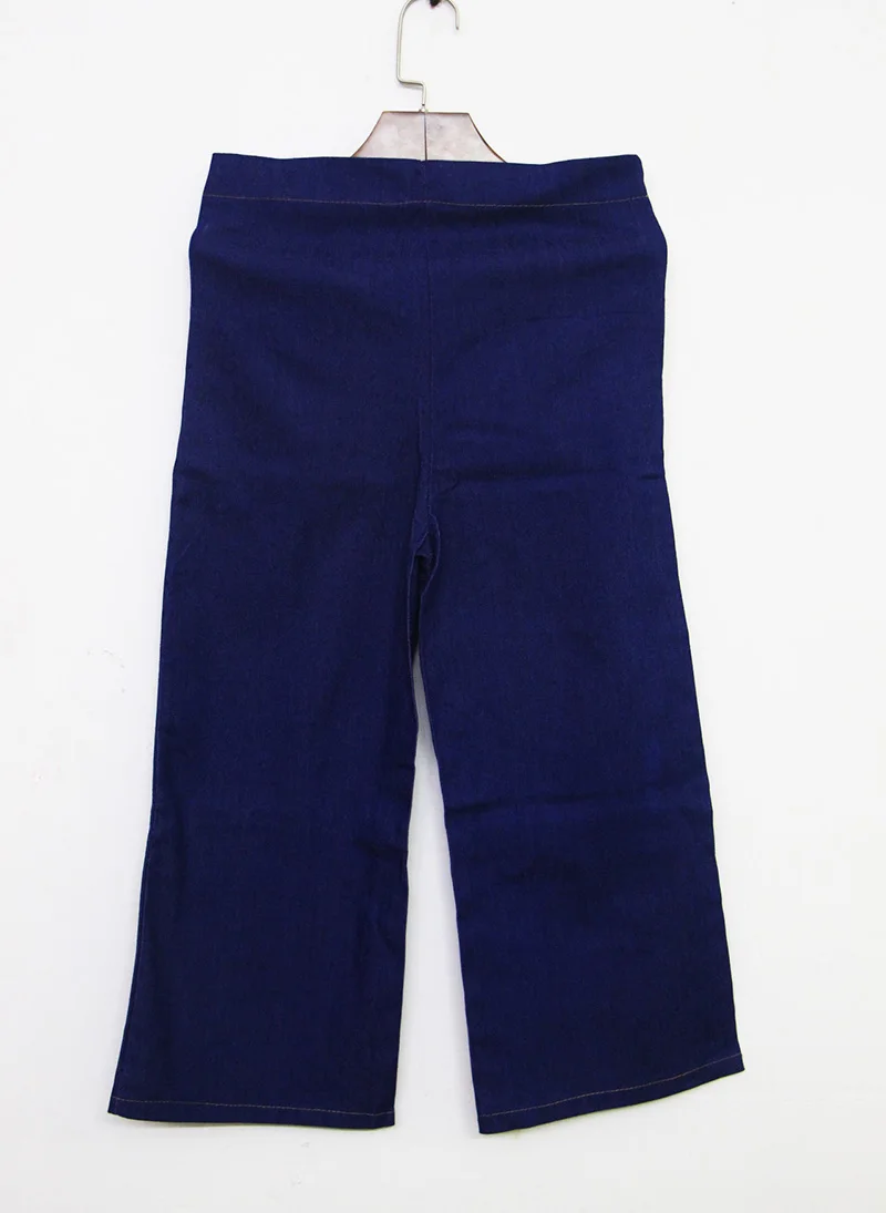 Женский джинсовый комплект ALPHALMODA с бисером блузка + широкие штаны до середины