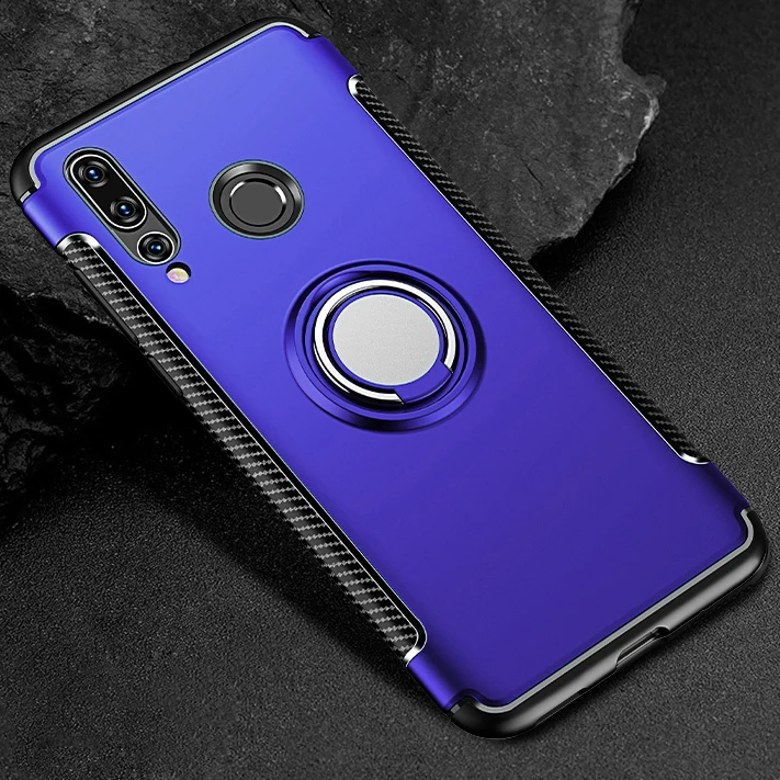 BSBlue Для huawei Honor 10 Lite 10i Honor10 i View V10 V 10 чехол с металлическим кольцом для машины сверхмощный PC+ Силиконовый ТПУ силиконовый чехол-подставка - Цвет: BSBlue
