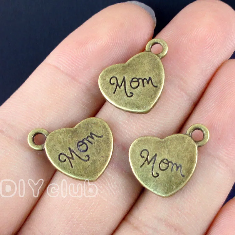 40pcs антикварные серебряные/бронзовые/золотые подвески для мамы 2 односторонних