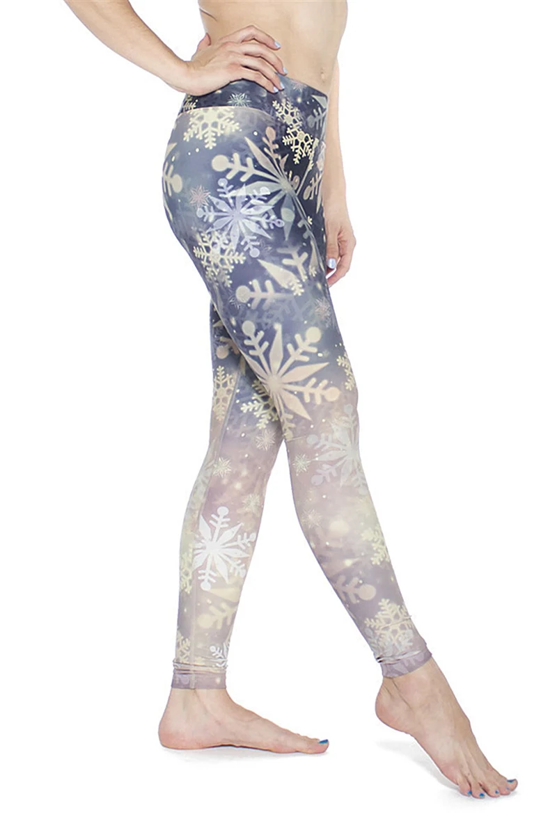 

Women Snowflakes Print Fitness Quick Dry Exercise Leggings High Waist Full Length Energy Pants Trousers Ropa Mujer