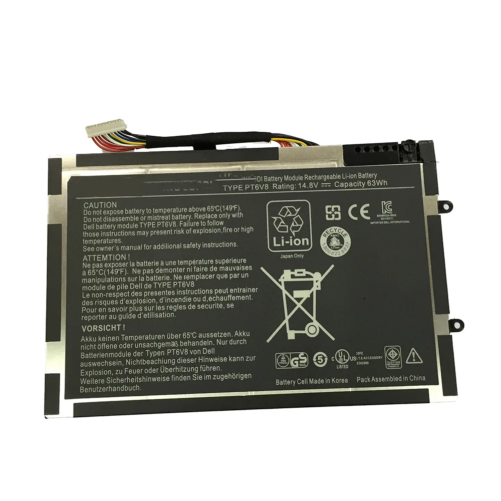 14 8 в 63 Вт/ч PT6V8 новый оригинальный аккумулятор для ноутбука Dell 0w3vx3 08P6X6 Alienware M11x M14x R1