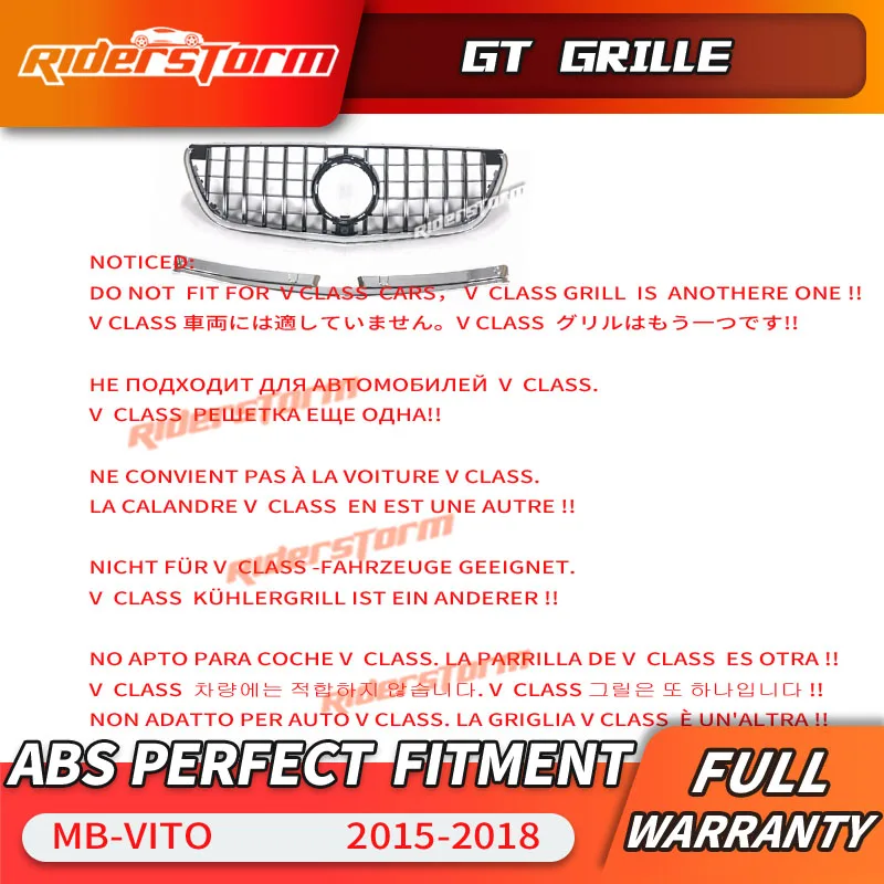 Передний бампер для Mercedes benz Vito GT решетка гоночный gt Fpr w447 год 2015 2016 2017 2018