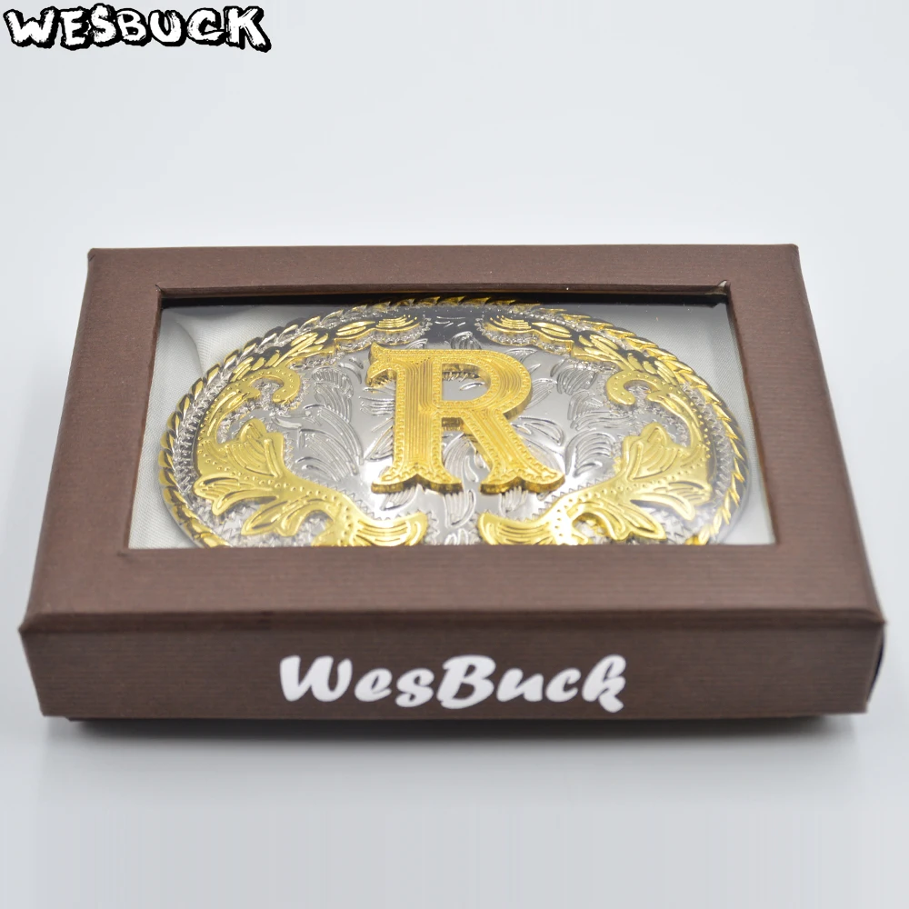 5 шт. MOQ WesBuck новый стиль западные мужские золотые буквы R пряжка ремня с овальным