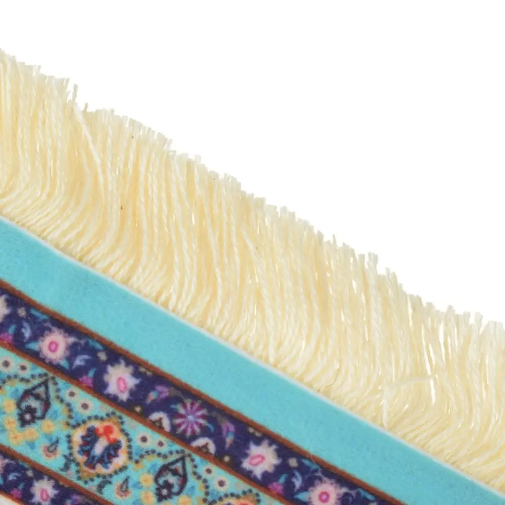 

Blue Persian Style Mini Woven Rug Mouse Pad Carpet Mousemat With Fringe