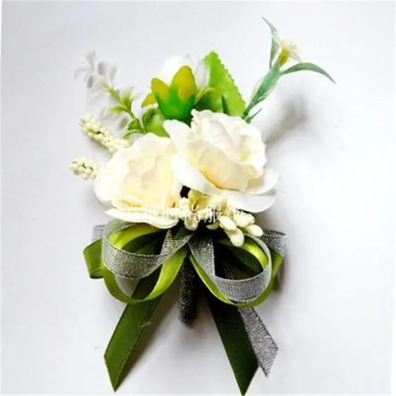 Бежевое Новое свадебное украшение ручной работы корсаж для жениха бутоньерки с