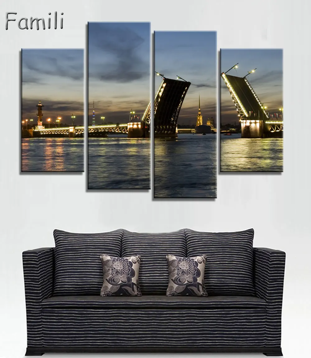 

4pcs Moscow Russia architecture city landscape living room home wall modern art decor wood frame poster, pictures