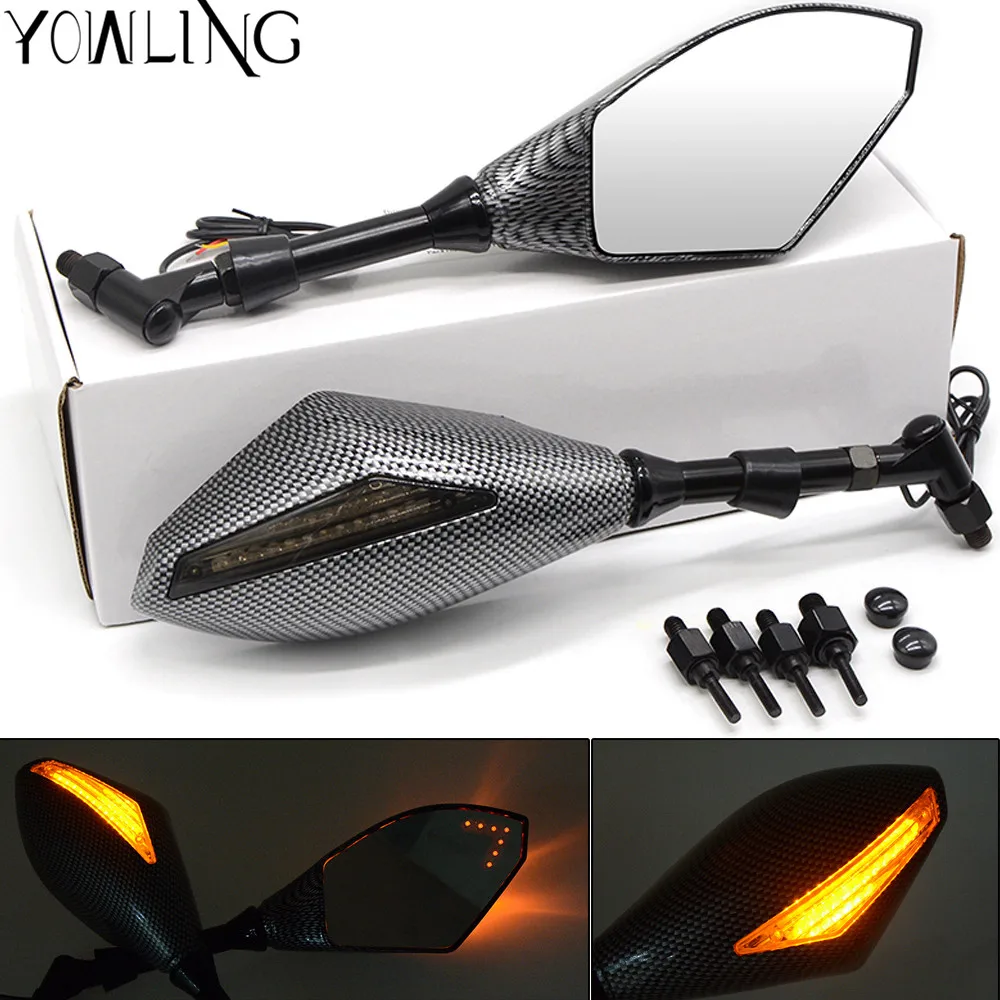 

Snake skin Carbon 8MM 10MM Motorcycle Scooter LED Turn Signal Light Mirror Parts Moto Rearview Mirrors Moto Mirror glass