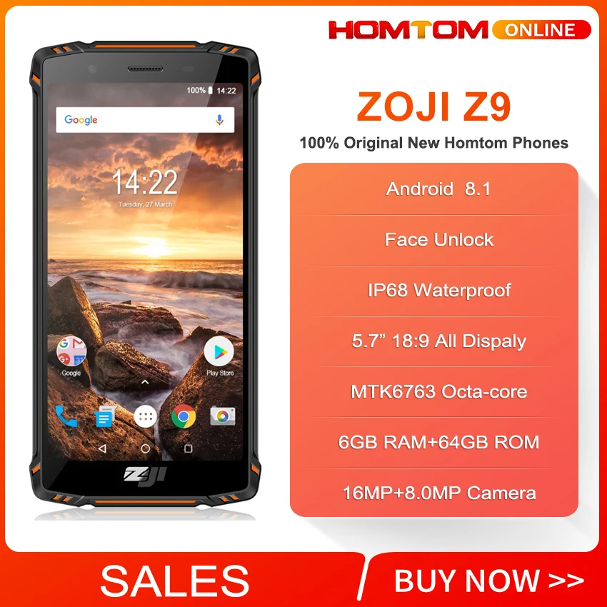 HOMTOM ZJI Z9 IP68 частоты сердечных сокращений Helio P23 Android 8 1 смартфон 5 7 дюймов 6 ГБ 64 Гб