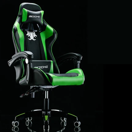 Black green Игровое кресло из синтетической кожи для гонок, Интернет-кафе, WCG компьютерное кресло, удобный лежащий домашний стул - Цвет: Black green