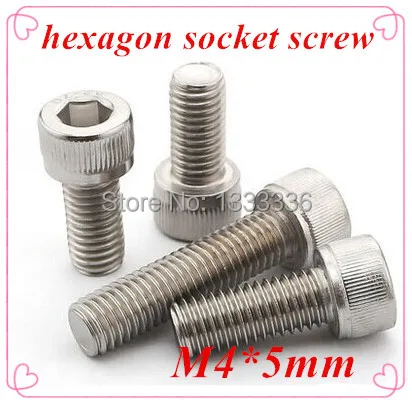 

100 шт. M4 * 5 мм DIN912 A2 / 304 нержавеющая сталь шестигранный болт с торцевой головкой Винт с шестигранной головкой bot крепежная фурнитура