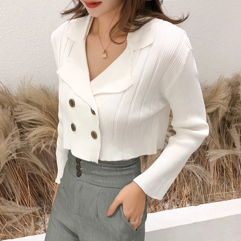 Autumn Winter Knitted Cardigan Women 2018 Fashion Office Lady Knit Outerwear Extra Short Sweaters Long Sleeve Slim Pull Femme |