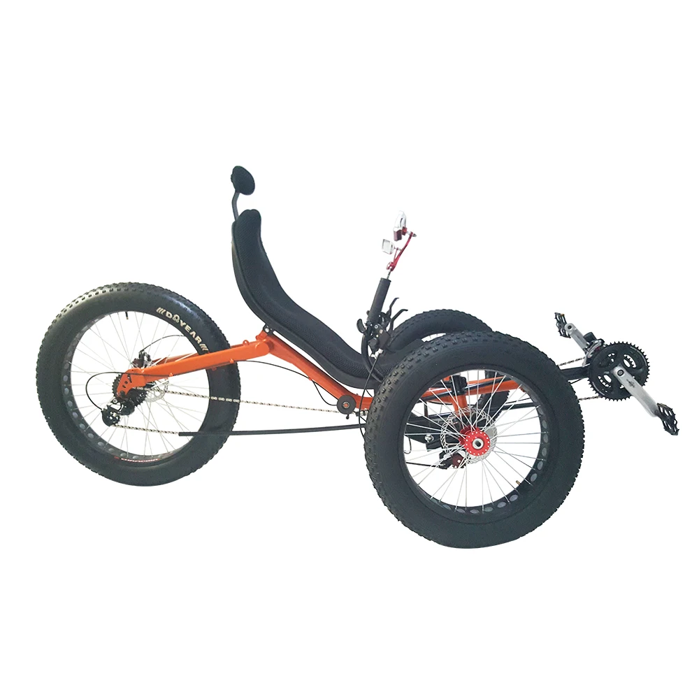 3 колеса горного спорта складная Полножирной шины лежачие trike для взрослых|recumbent