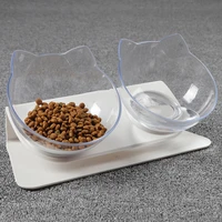 non slip cats dogs bowls pet feeding drinking double bowl pets tableware transparent food dish container accessories case