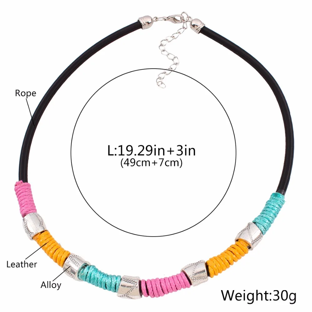 Mix ожерелье Рождество ручной работы Цвет канатные крутящий момент Этническая