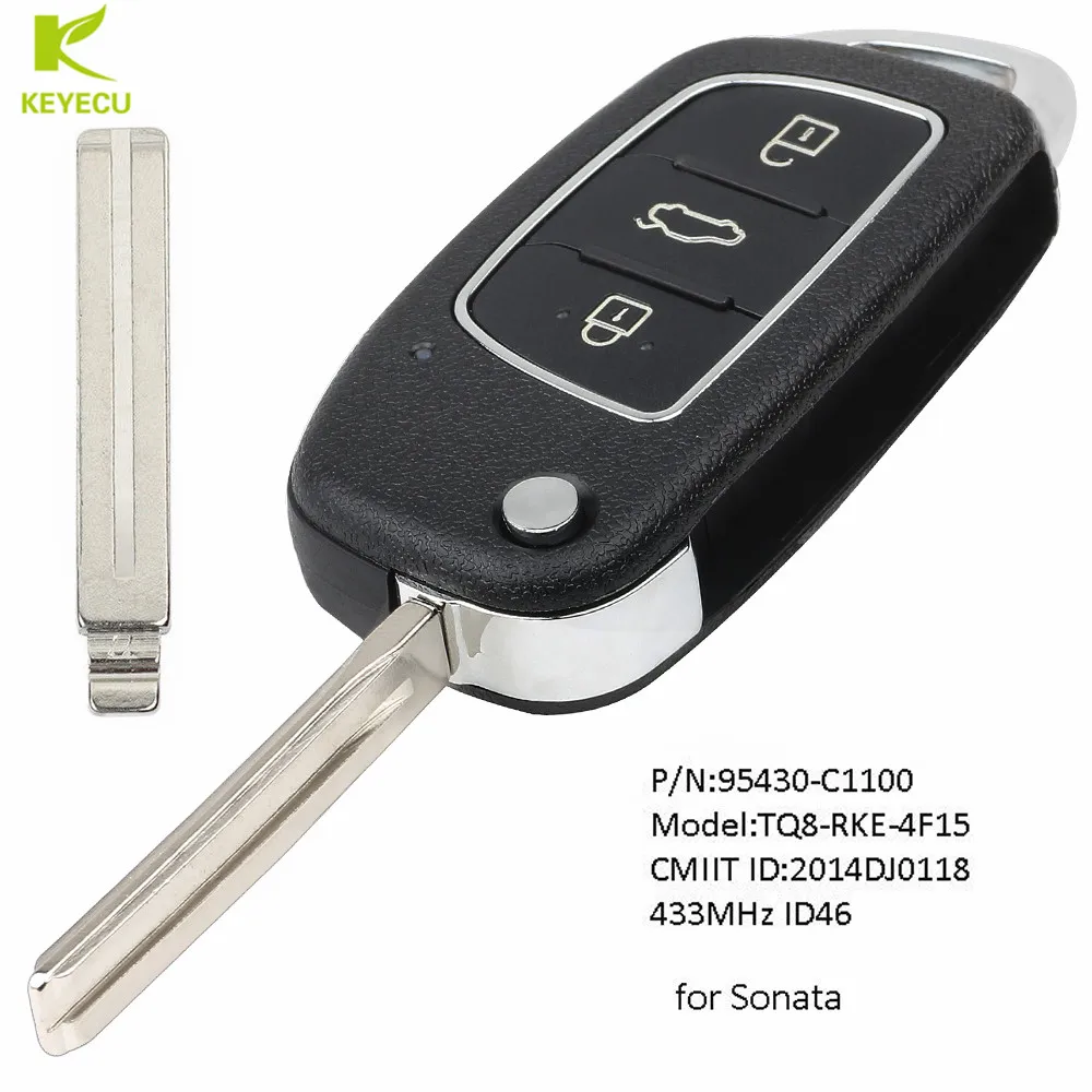 KEYECU замена флип дистанционного ключа Fob 433 МГц ID46 для Hyundai Sonata 2015 2016 2017 P/N: 95430