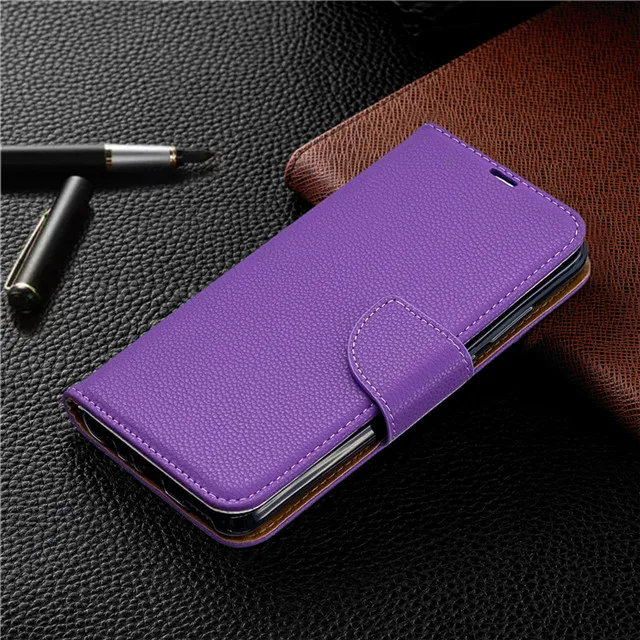 Фиолетовый Флип-чехол для телефона Etui on Fundas huawei Y5 чехол для huawei Y5 Prime Роскошный кожаный чехол-кошелек с зернистой текстурой - Цвет: Фиолетовый