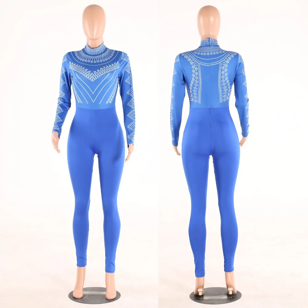 Для женщин Водолазка печатных Комбинезоны для с длинным рукавом Одна деталь