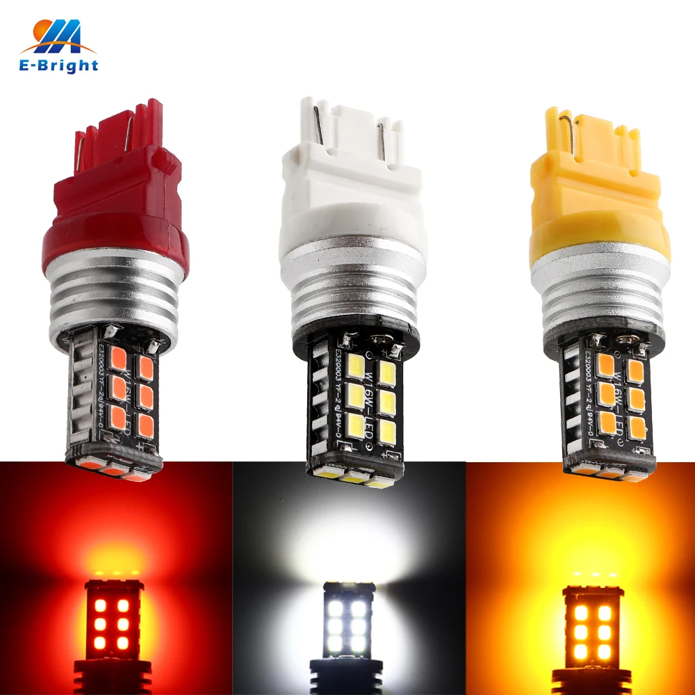 2X T25 3156 P27W 3157 P27/5W 2835 15 SMD Светодиодная лампа canbus Белый Янтарный Красный 12В 24В для