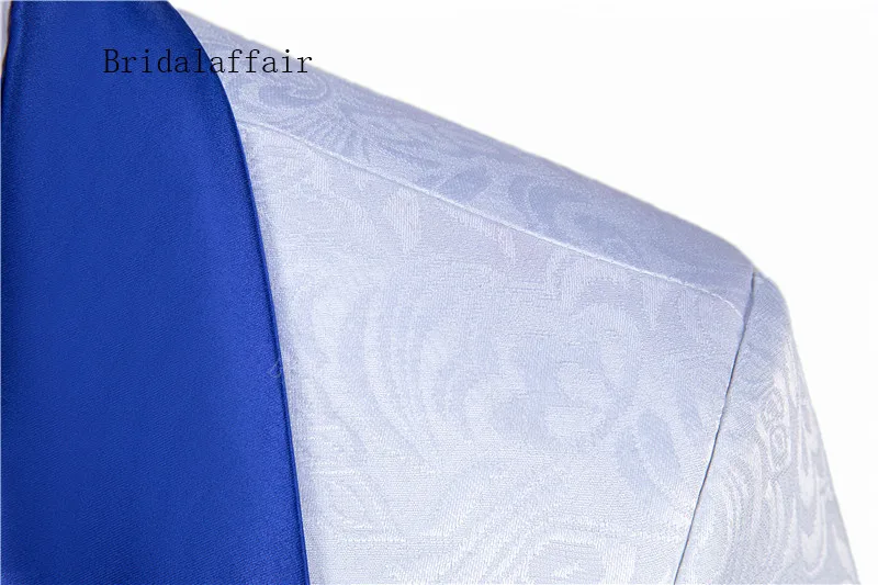 Bridalaffair элегантный бренд Slim Fit курение костюм мужские костюмы 3 предмета Homme Белый Пром смокинг, костюмы жениха Королевский синий нагрудные смокинг