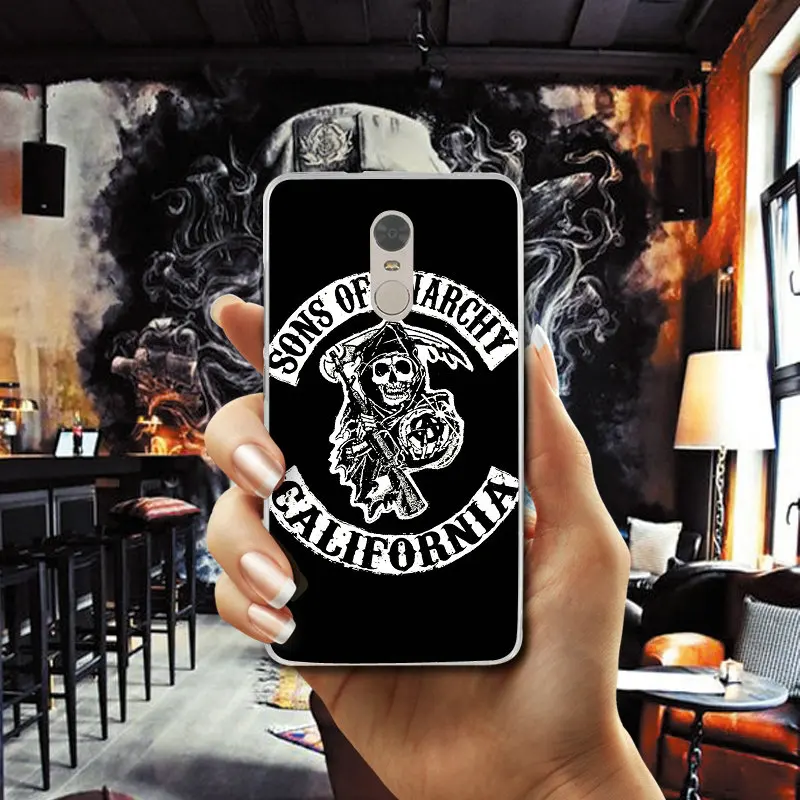 Soft TPU Cell Phone Cases for Xiaomi Mi Redmi Note 2 3 3S 4 4X 4A 5 5S 6 8 A1 Pro Plus Coque Shell Bags Fashion Sons of Anarchy |