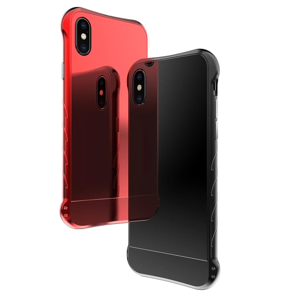 R-JUST Модный чехол для iPhone X Роскошная алюминиевая металлическая рамка+ задняя крышка из закаленного стекла для IPhone X 10 полная защитная оболочка