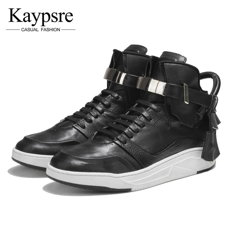 Kaypsre из коровьей кожи Модные высокое помогите Советом Обувь Металл Мужчины