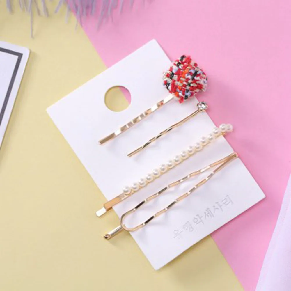 4 шт./компл. модная Корейская жемчуг женское платье в подражание зажим для волос