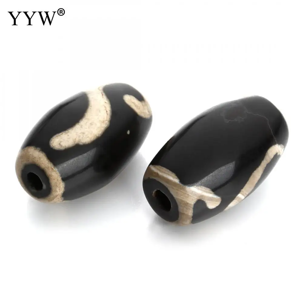 2PCS Natural Stone Beads Tibetan Agates Dzi Drum 14x24mm Hole:Approx 3mm Bead Jewelry Gift Wealth and health | Украшения и