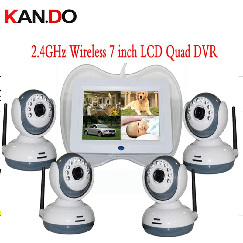 Четырехъядерный дисплей 2 4 ГГц беспроводной 7 &quotЖК монитор DVR + шт. 9 IR LED CCTV камера