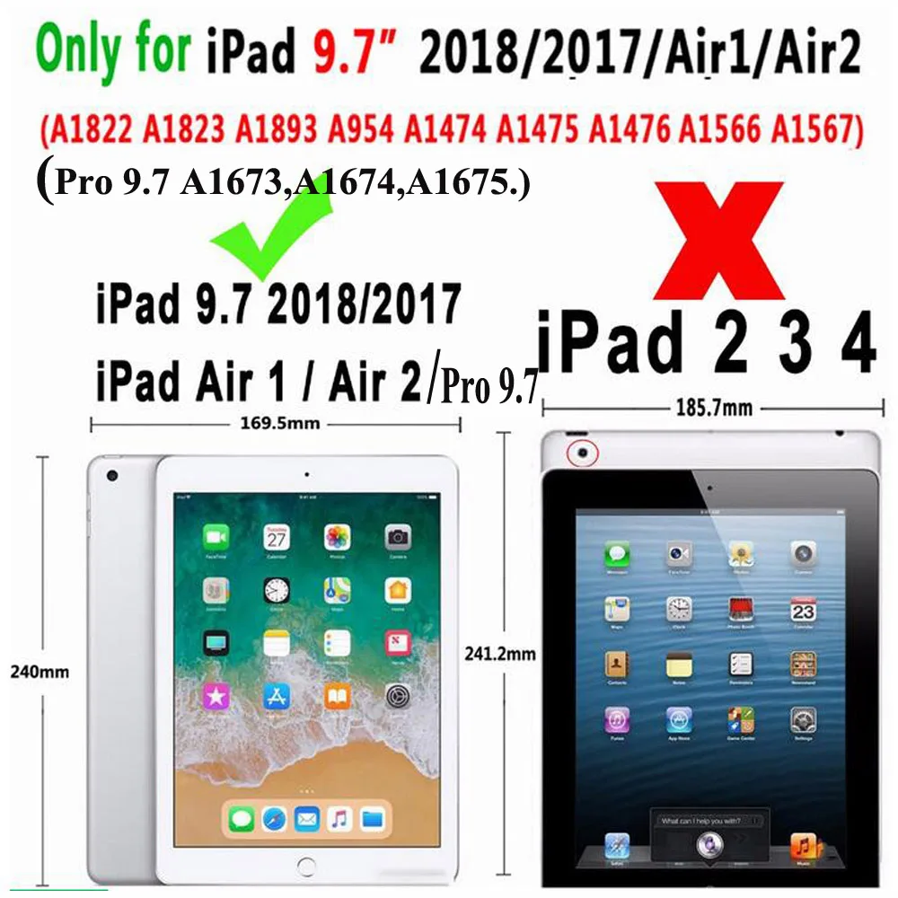 Для iPad 9 7 2018 2017 чехол с клавиатурой ультра тонкий из искусственной кожи умный
