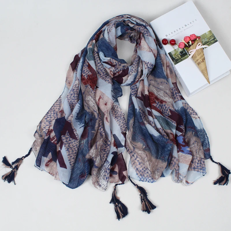 Весна-Осень 2020 новый модный стиль вуаль хлопок женская тонкая длинная шаль шарф