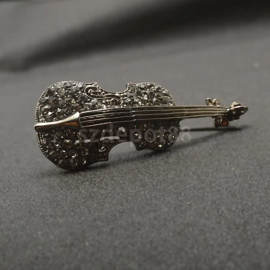 Модная креативная полнокристаллическая скрипичная музыкальная брошь для