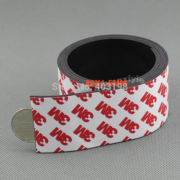 

1Meter 3M Rubber Magnet 40*1.5 mm self Adhesive Flexible Magnetic Strip Rubber Magnet Tape width 40x1.5mm