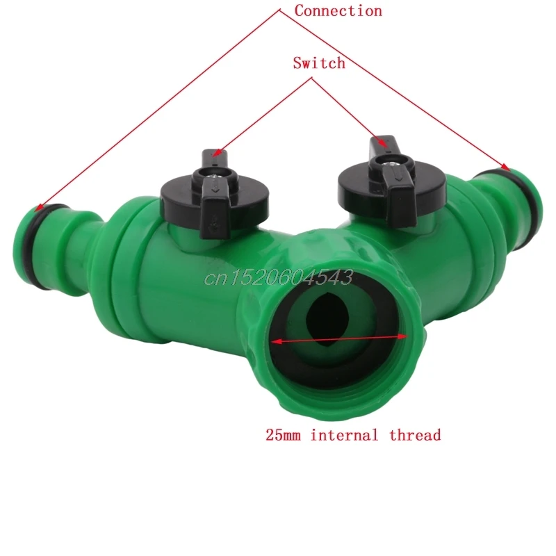 

Garden 2-Way Adapter Y Tap Connector Fitting Switch Irrigation Hose Pipe G3/4" R06 Whosale&DropShip