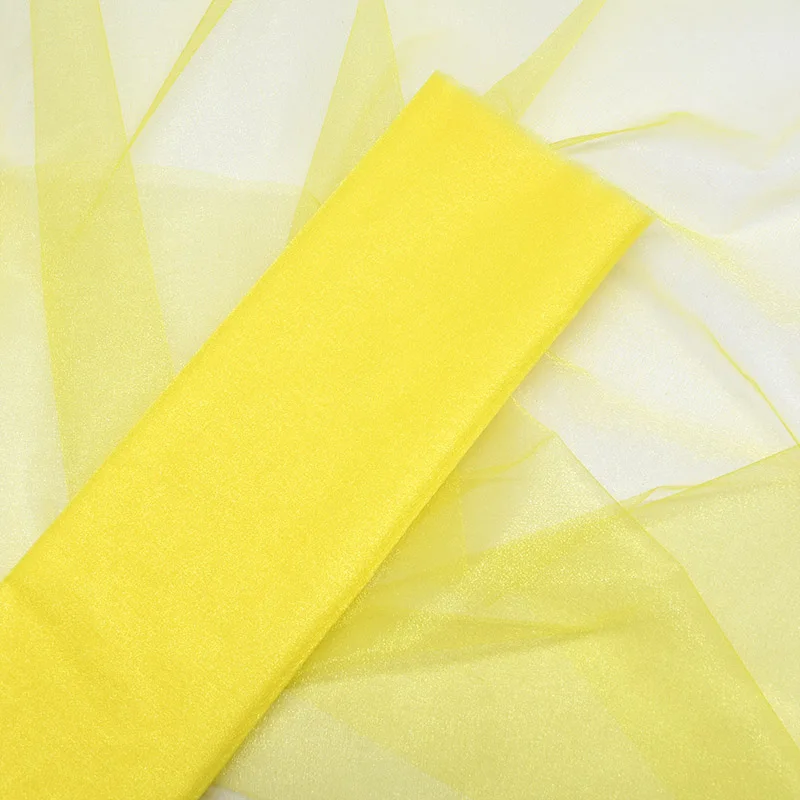 T14 Yellow 5 метров* 48 см прозрачная органза тюль рулон ткань марля для свадебного украшения DIY арки стул пояса для детского душа принадлежности 7 - Цвет: T14 Yellow
